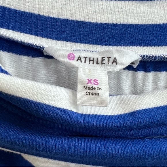 Athleta Womens Jersey Foldover Maxi Skirt in Blue & White Stripes, Size XS - Picture 4 of 7